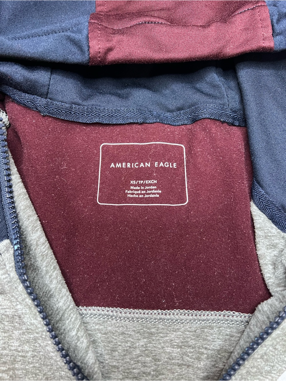 American Eagle Active Flex Full Zip Hoodie Jacket Men’s XS Navy Gray Athleisure - Picture 3 of 7